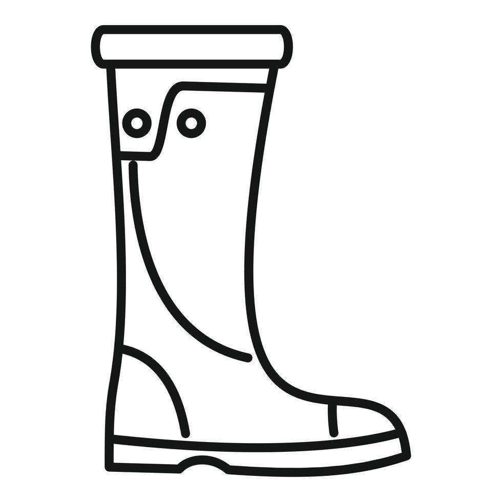 icono de botas de goma, estilo de esquema vector