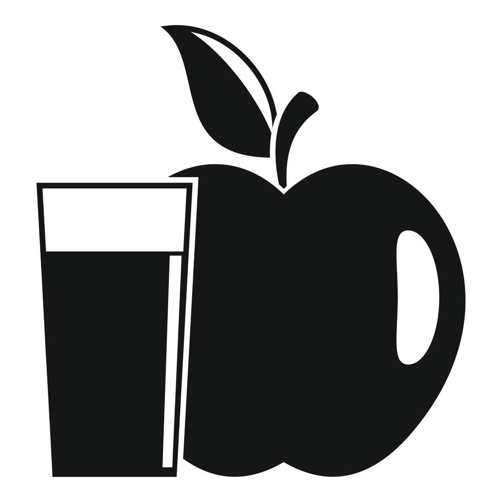 icono de manzana fresca de vaso de agua, estilo simple vector