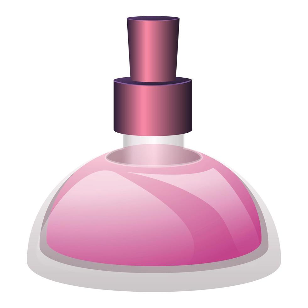 Glass perfume bottle icon, cartoon style vector