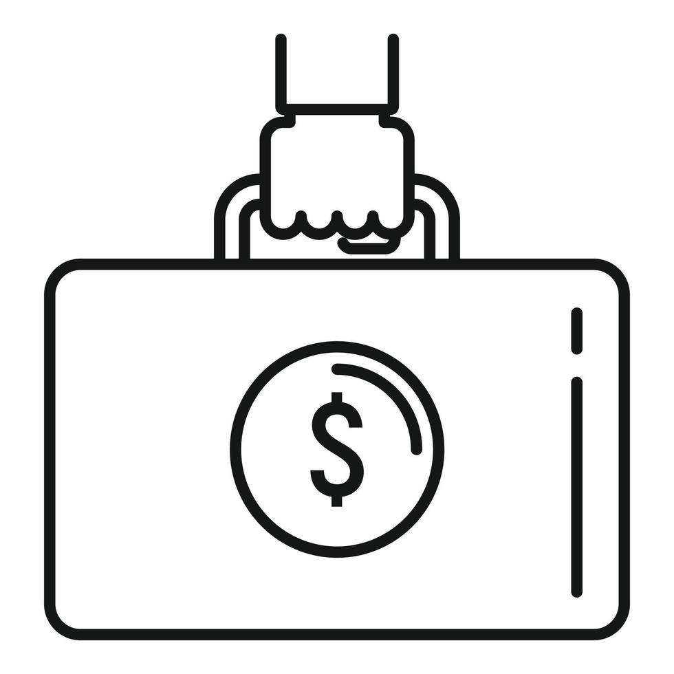 icono de lavado de dinero de bolsa de mano, estilo de esquema vector