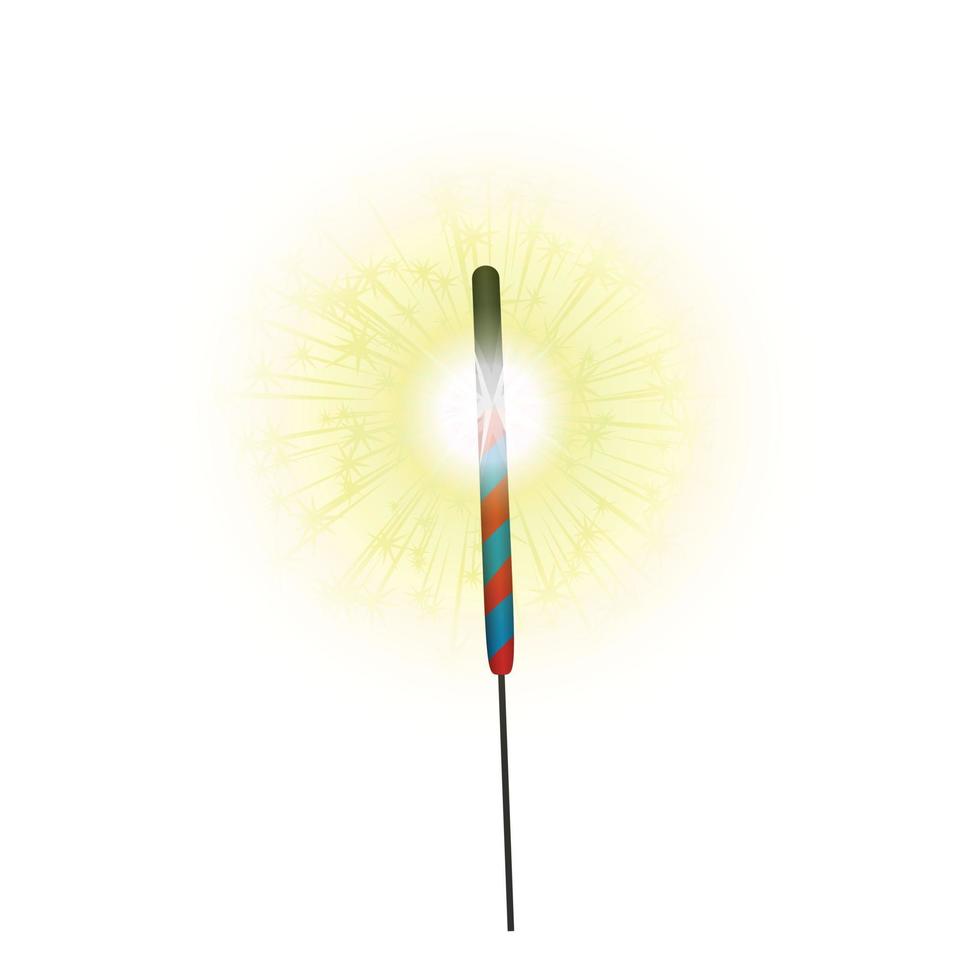 Sparkler fireworks icon, cartoon style vector
