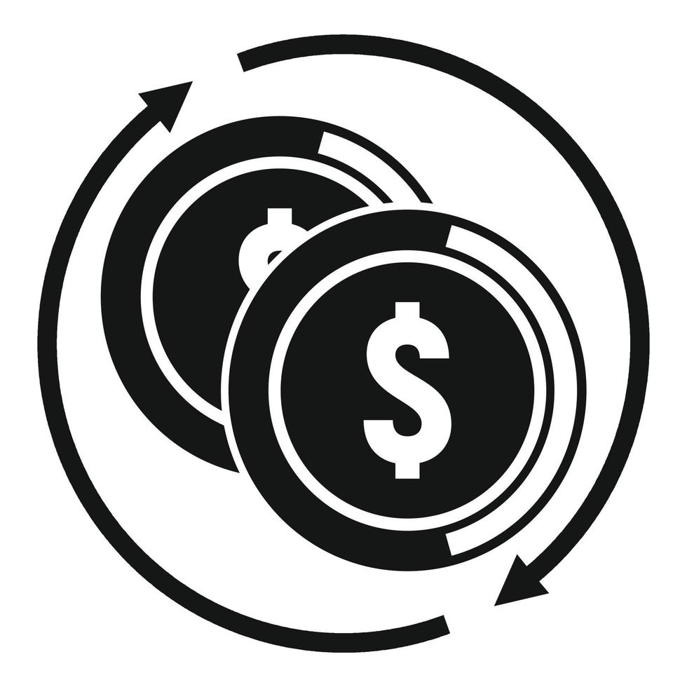 Convert money coins icon, simple style vector