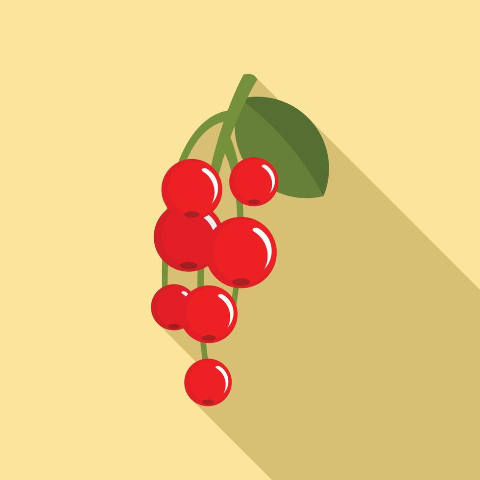 Redcurrant berry icon, flat style vector
