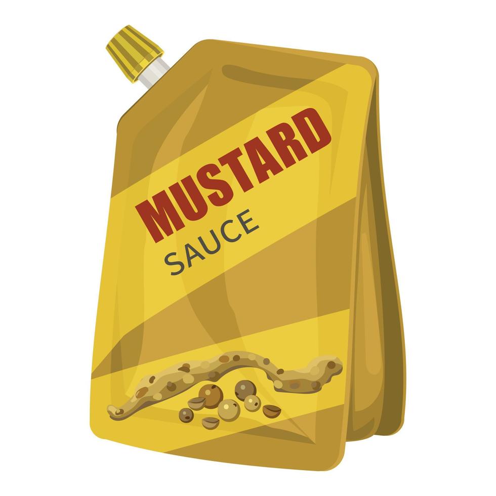 Mustard package icon, cartoon style vector