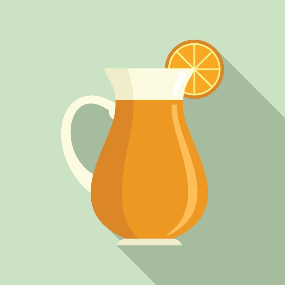 icono de jarra de jugo de naranja, estilo plano vector