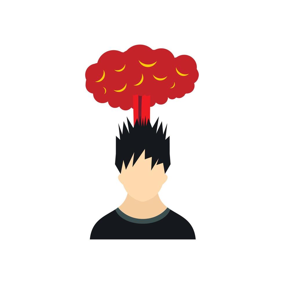 Man with red cloud over head icon, flat style vector