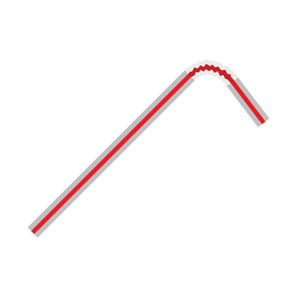 Red white drink straw icon, flat style vector