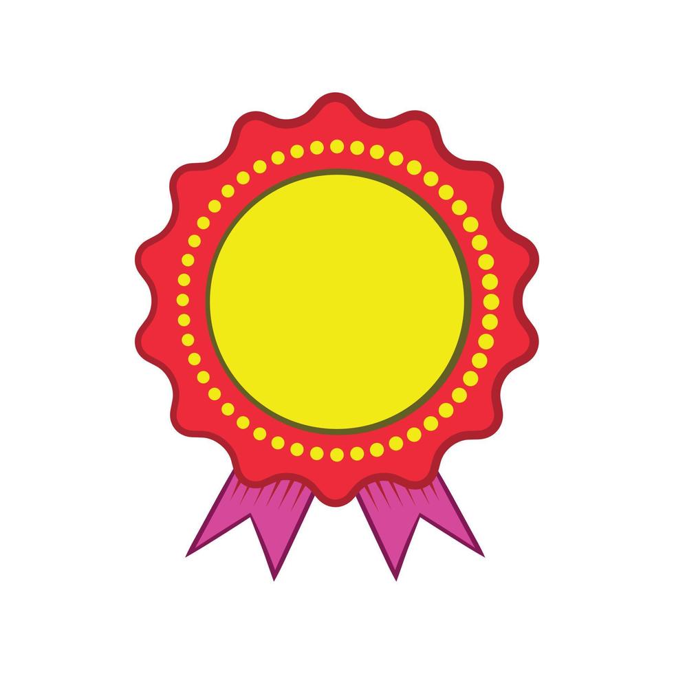 Award rosette with violet ribbon icon vector