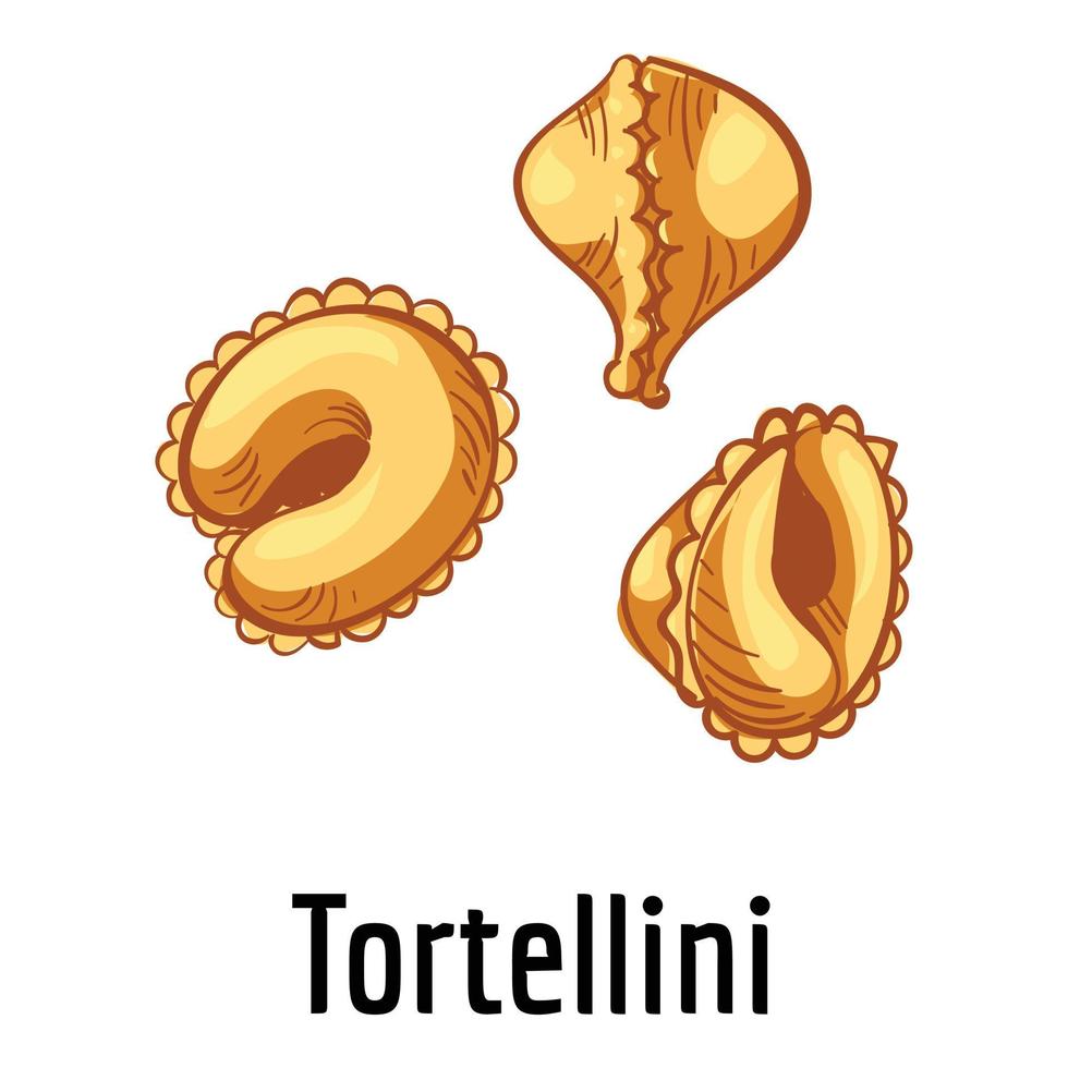 Tortellini icon, cartoon style vector