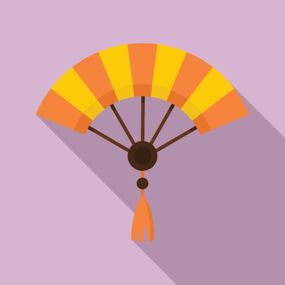 Oriental hand fan icon, flat style vector