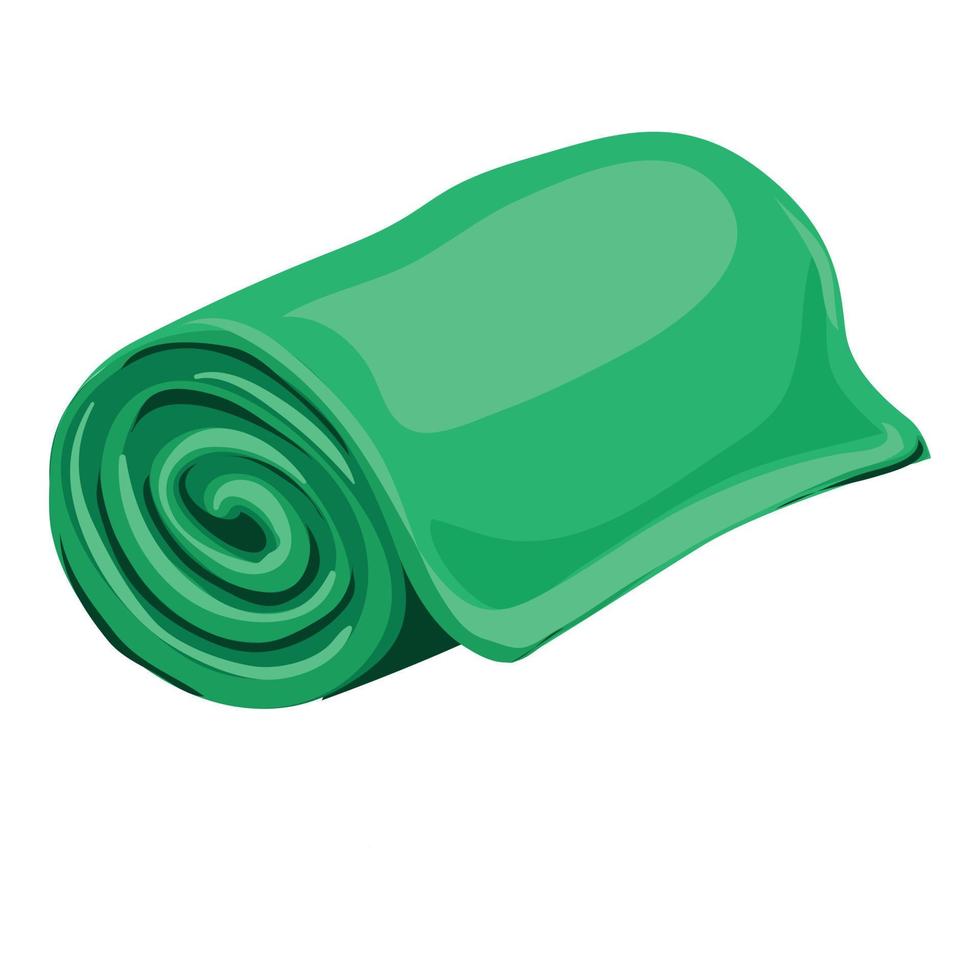 Green towel roll icon, cartoon style vector