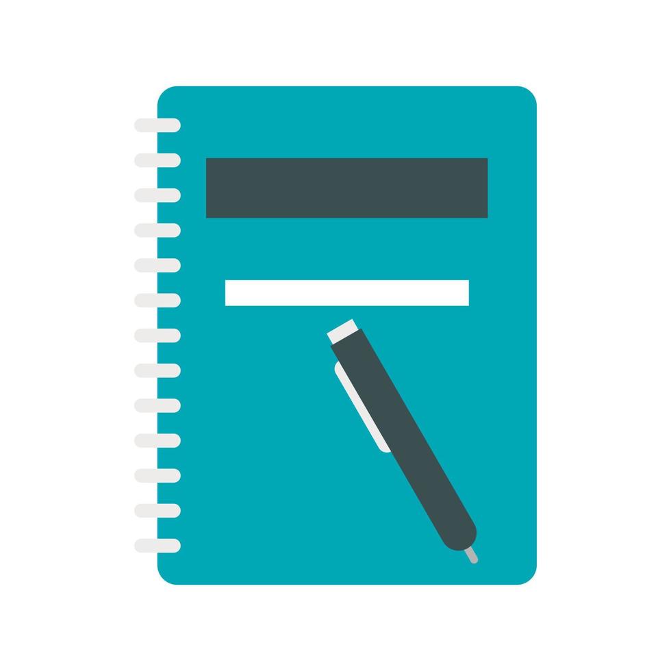 Notebook with pen icon, flat style vector