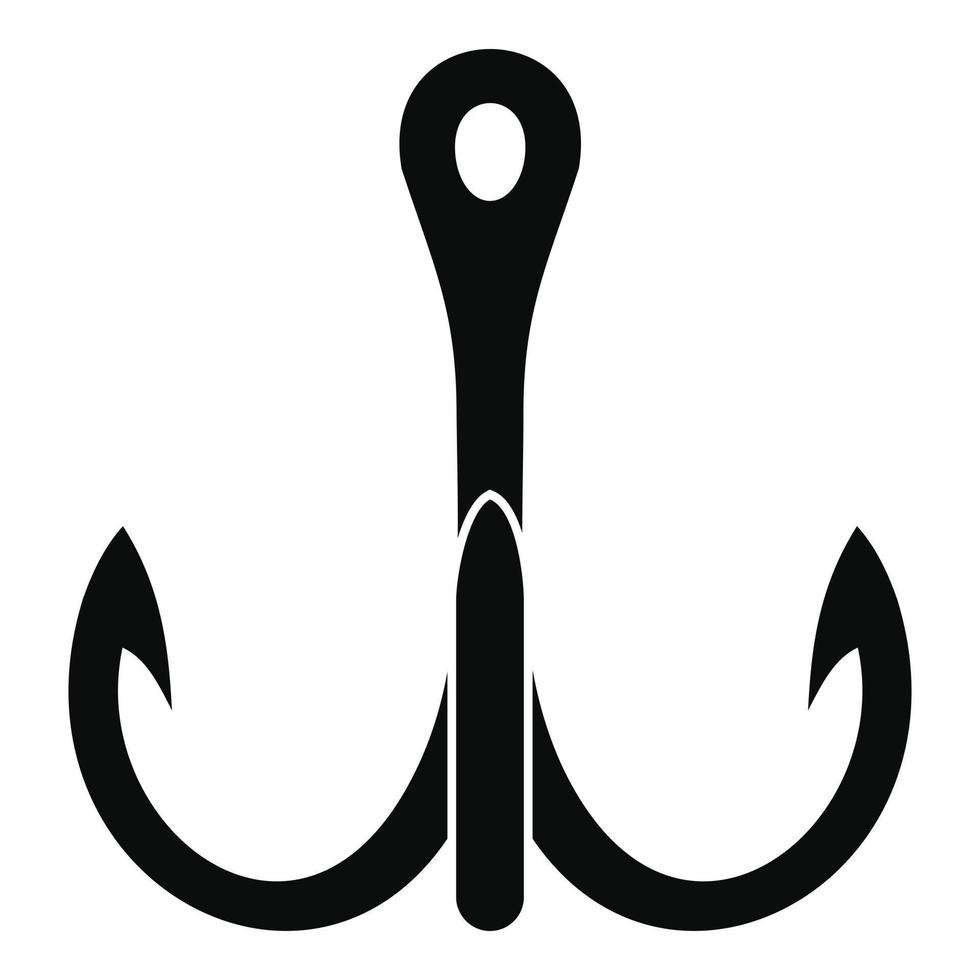 Winter fishing hook icon, simple style vector