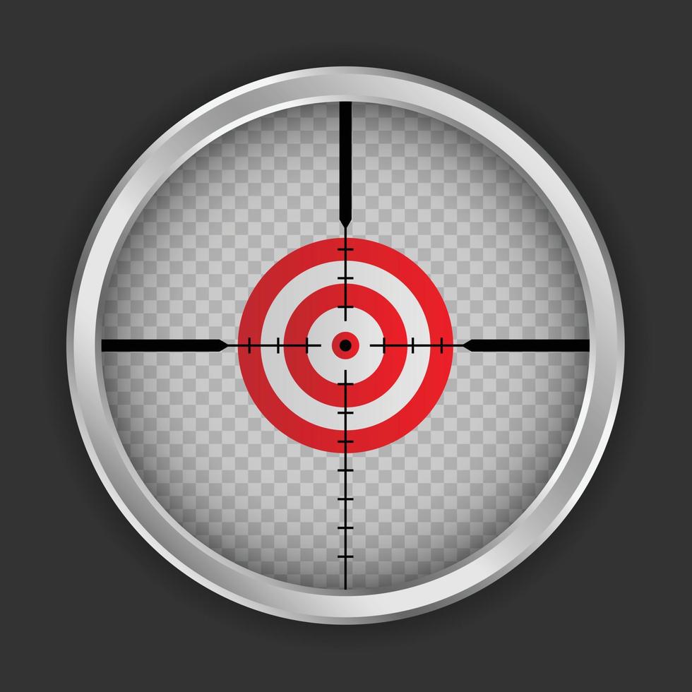 Crosshair target icon, realistic style vector