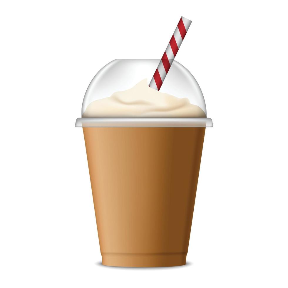 Ice coffee icon, realistic style vector