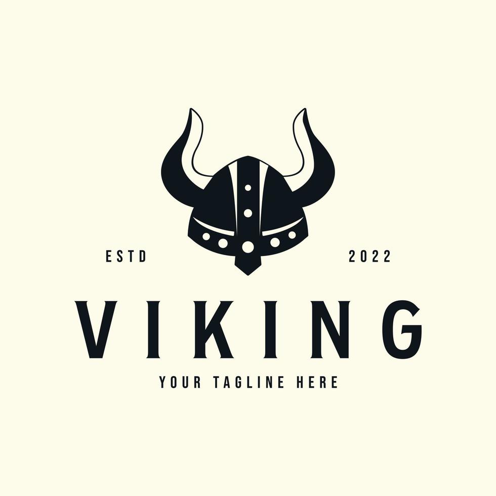 casco vikingo estilo vintage logo vector plantilla ilustración diseño