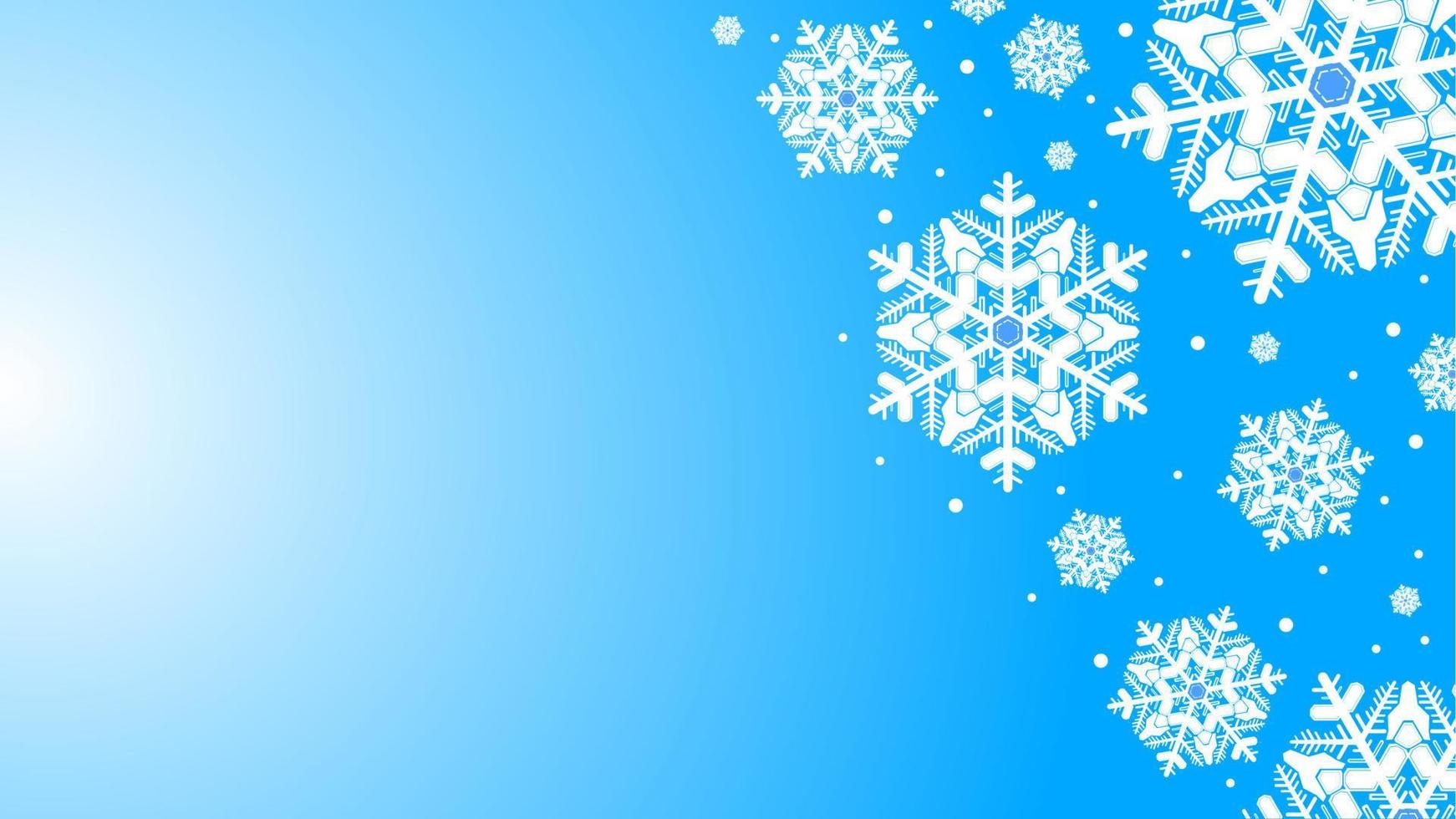 Winter background illustration with beautiful and unique snowflakes on blue background. Winter background with text space area vector