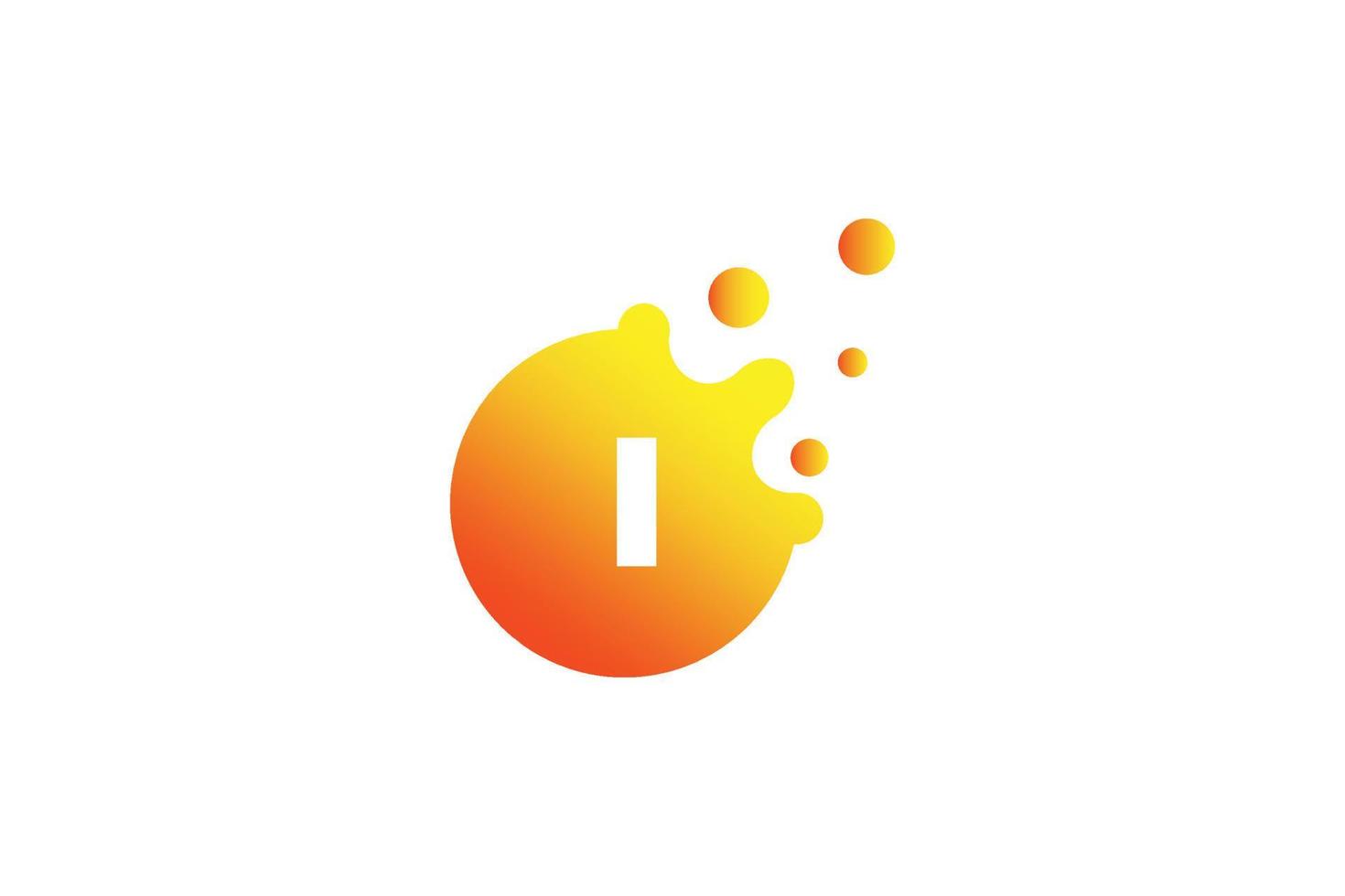 Letter I logo . I letter design vector with dots vector illustration . Letter mark logo with orange and yellow gradient.