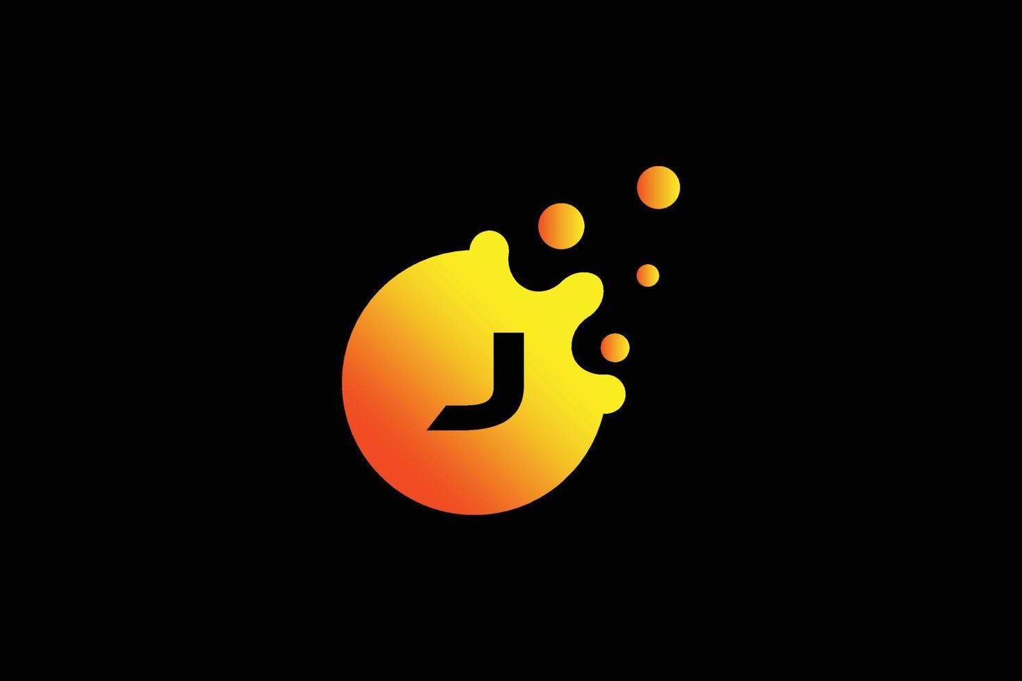 Letter J logo . J letter design vector with dots vector illustration . Letter mark logo with orange and yellow gradient.