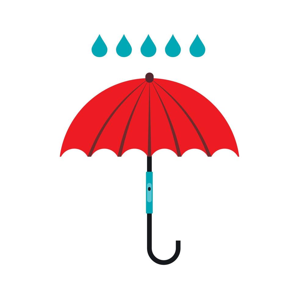 Umbrella and rain icon, flat style vector