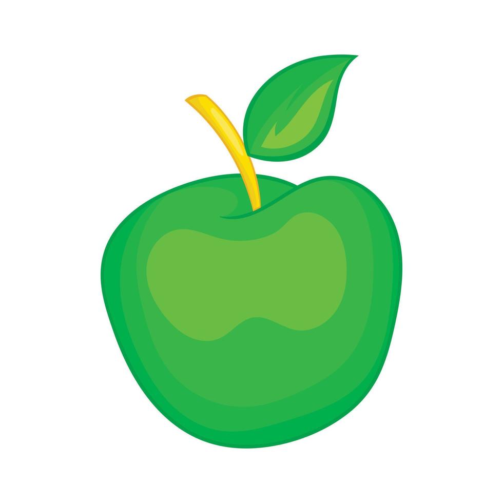 Green apple icon, cartoon style vector