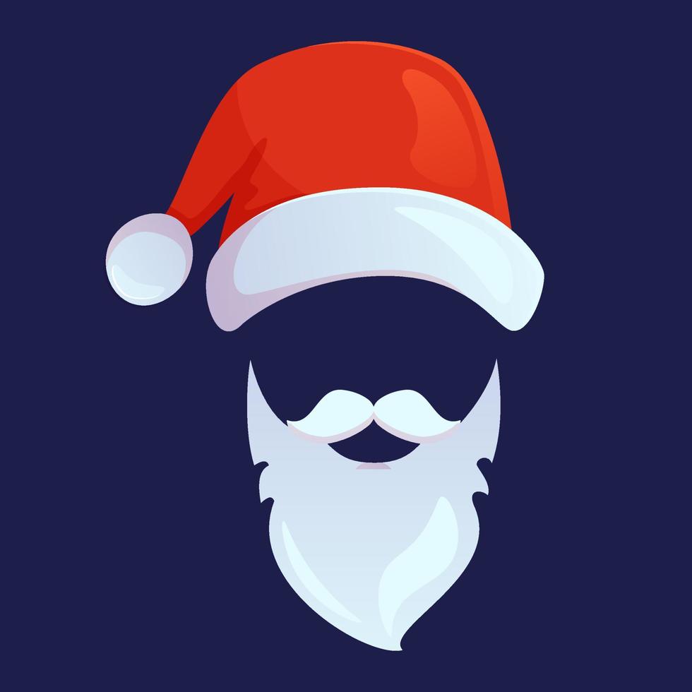 sombrero de santa claus y barba en estilo de dibujos animados. ilustración vectorial vector