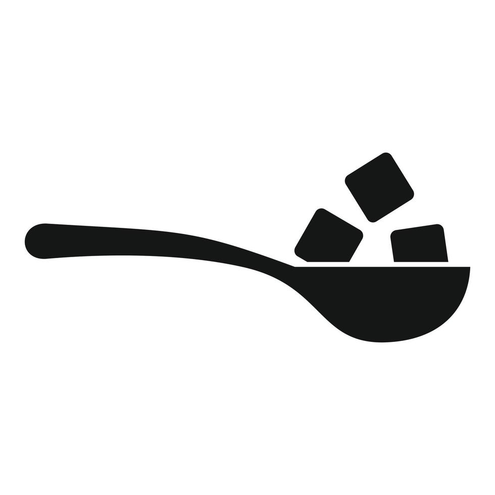 Sugar cubes in spoon icon, simple style vector