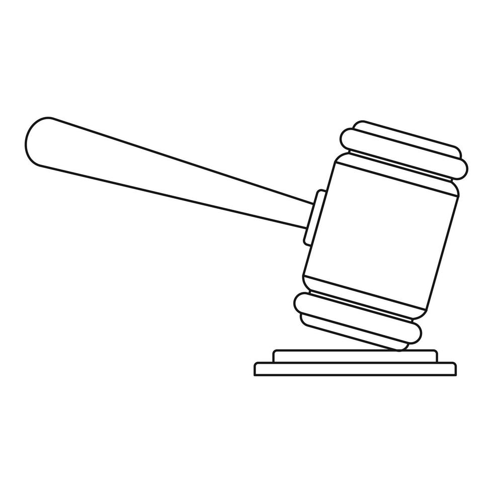 Judge gavel icon, outline style vector