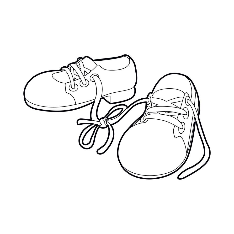 icono de broma de zapatos atados, estilo de esquema vector