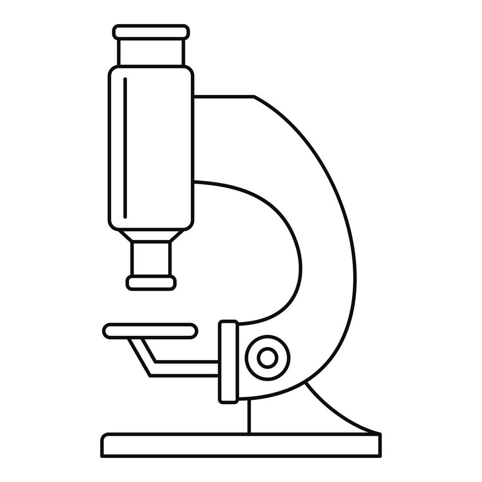 icono de microscopio de laboratorio, estilo de esquema vector