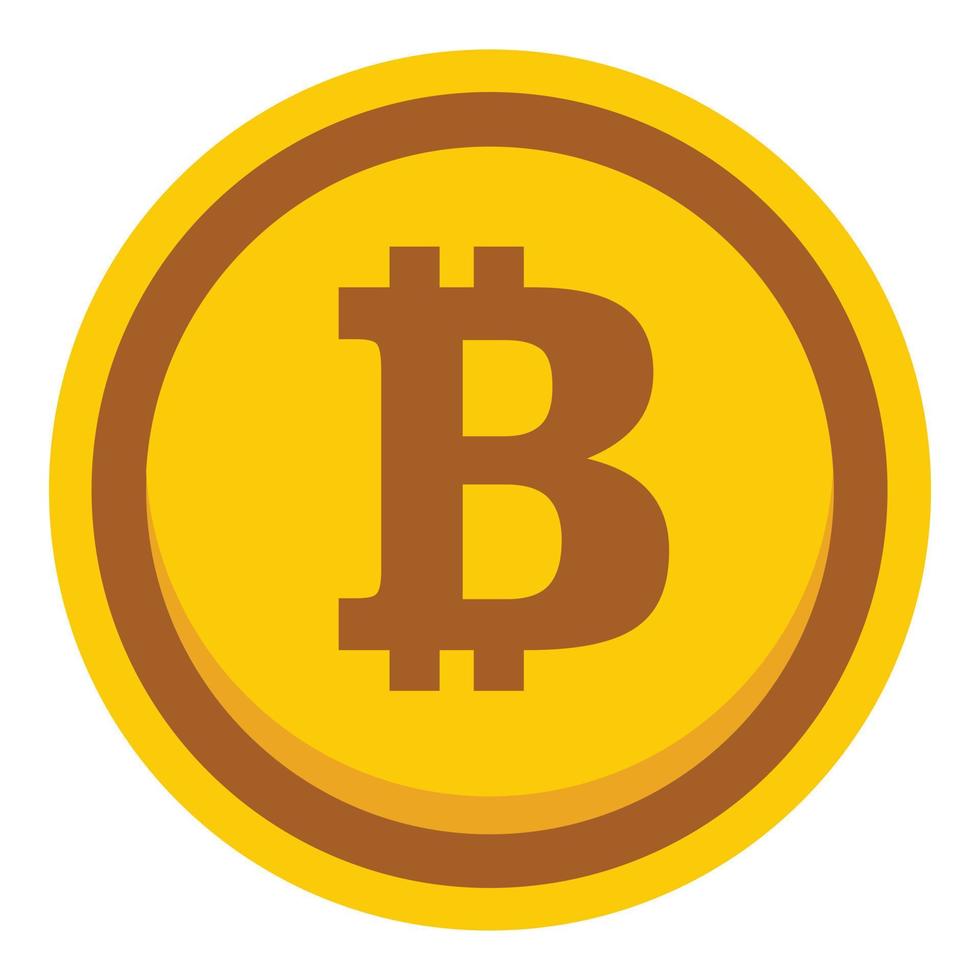 Gold bitcoin icon, flat style vector