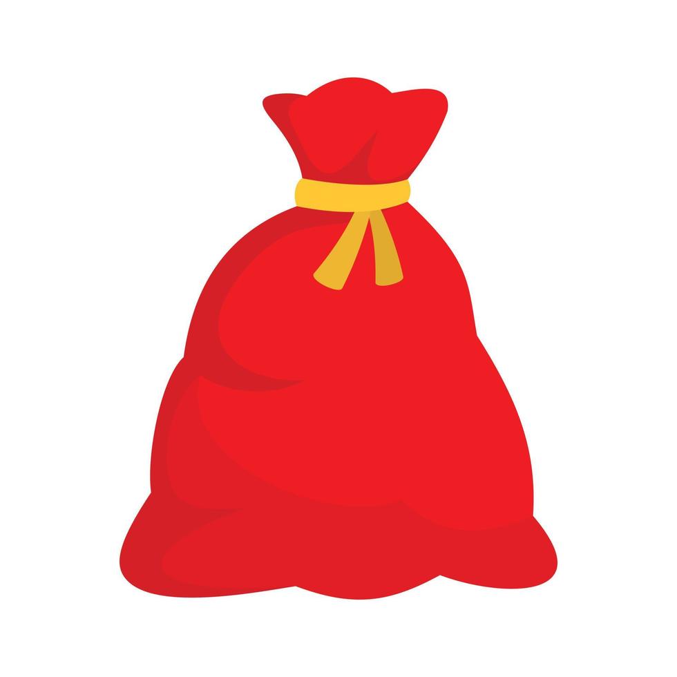 Santa sack icon, flat style vector