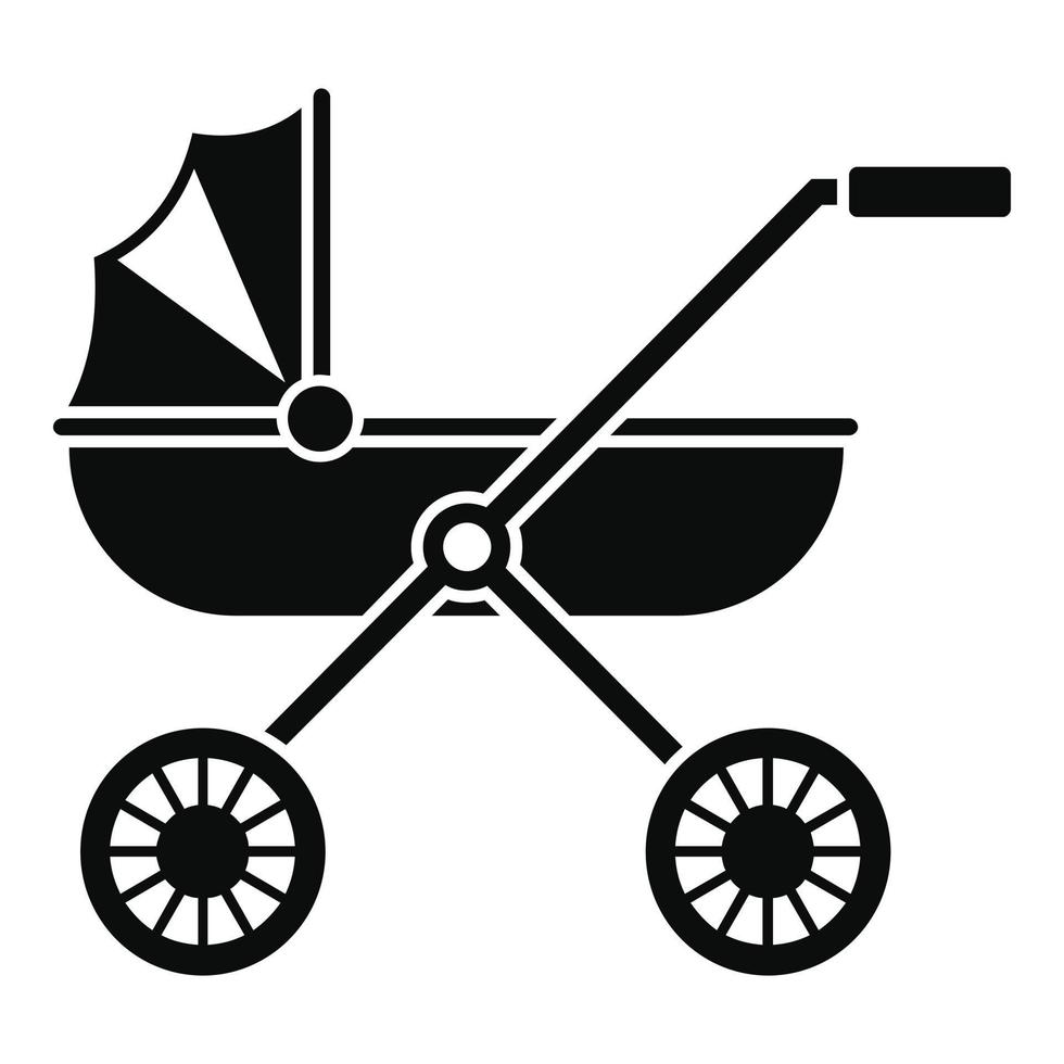 Brand baby pram icon, simple style vector