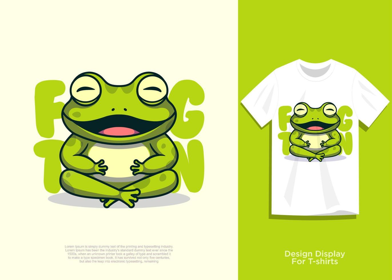 cute frog vector illustration, flat cartoon style design, with added look on t-shirt.