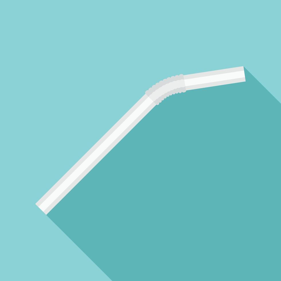 White drink straw icon, flat style vector