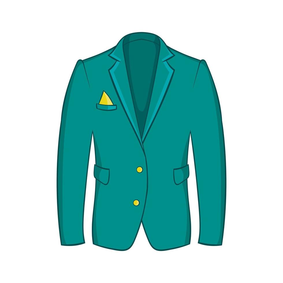 Mans green jacket icon, cartoon style vector