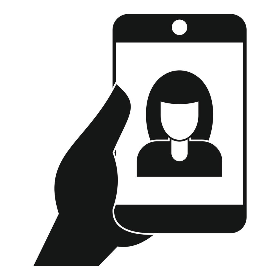 Woman take selfie smartphone icon, simple style vector