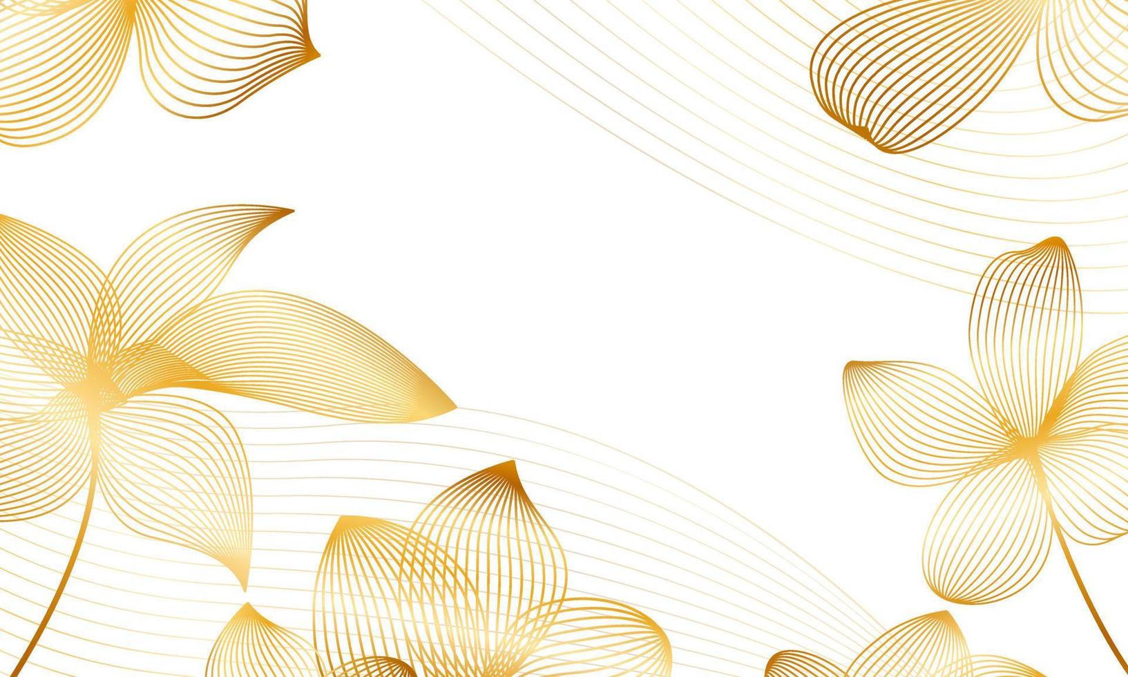 Gold gradient floral background. Gold linear elegant flower vector