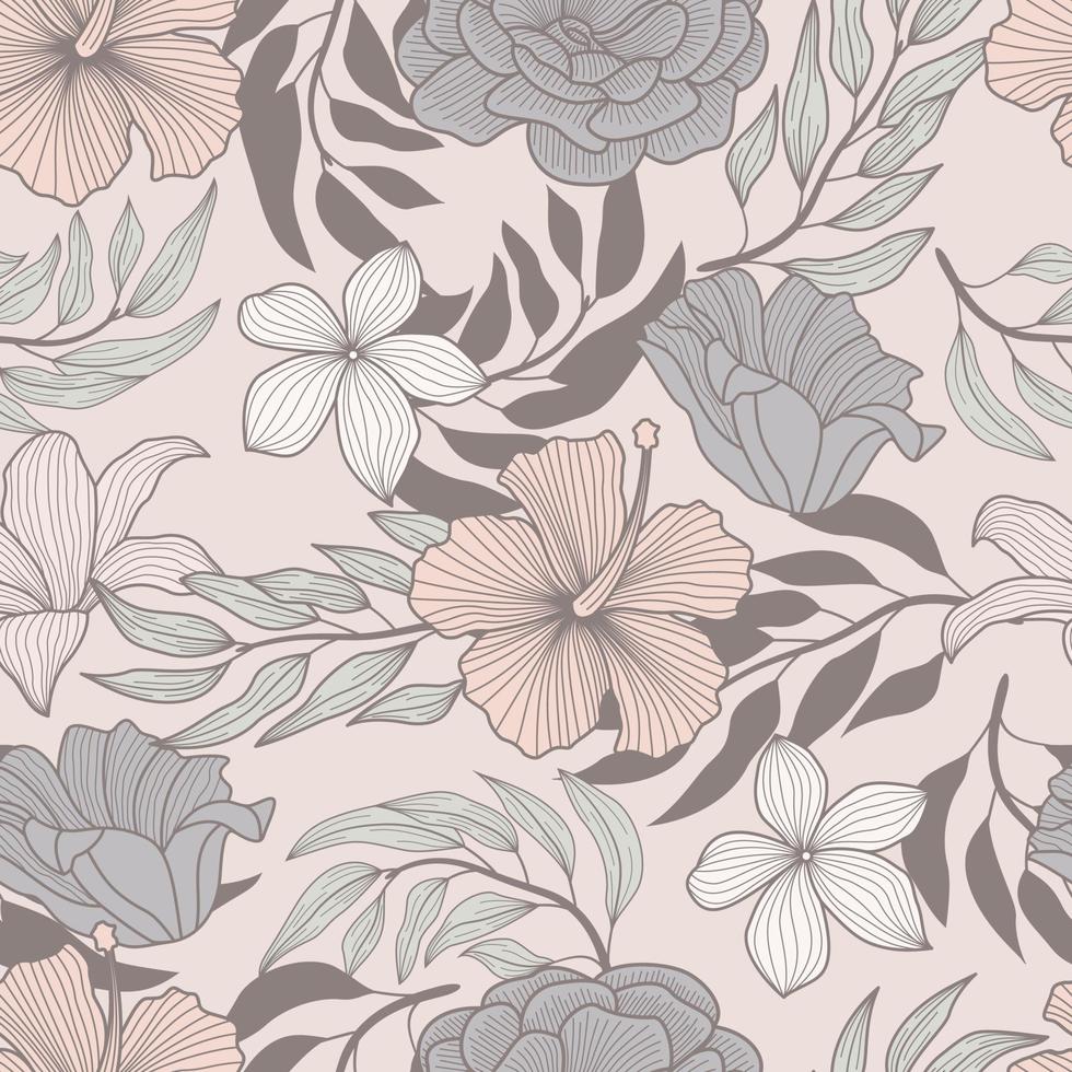 Floral seamless pattern with leaves. tropical background vector