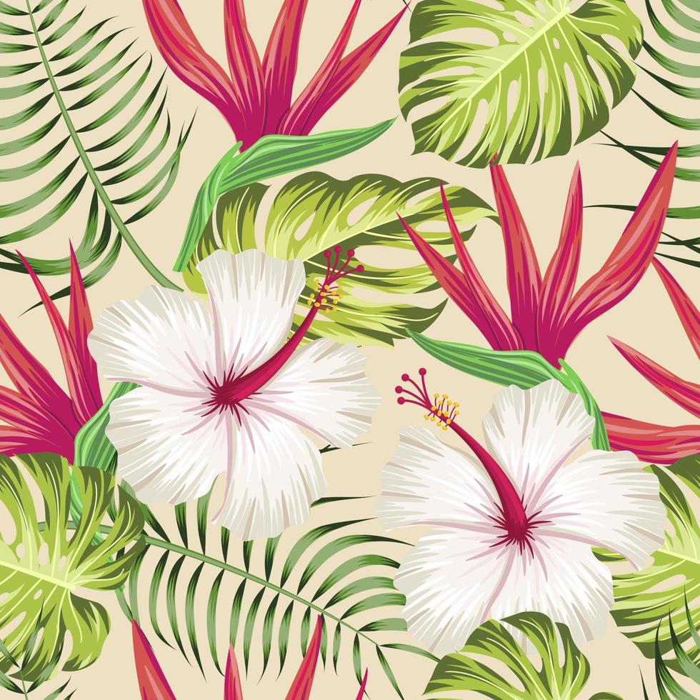 Floral seamless pattern with leaves. tropical background vector