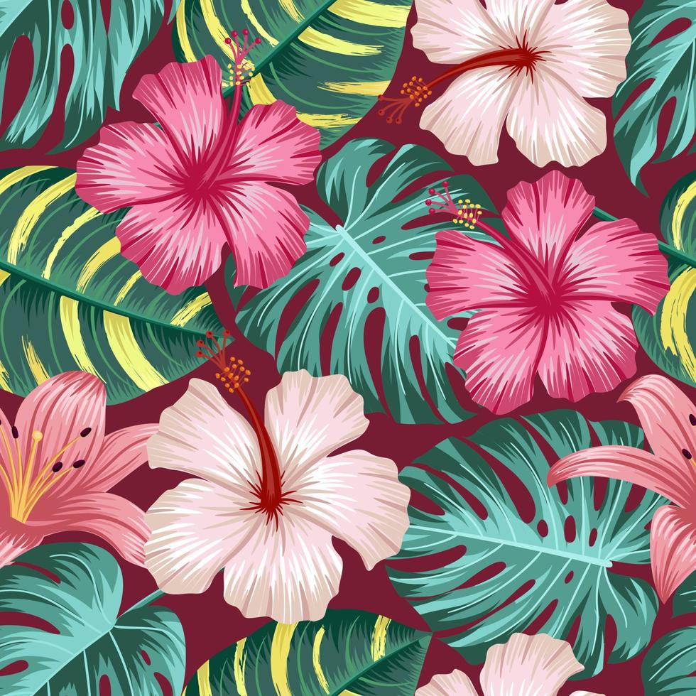 Floral seamless pattern with leaves. tropical background vector