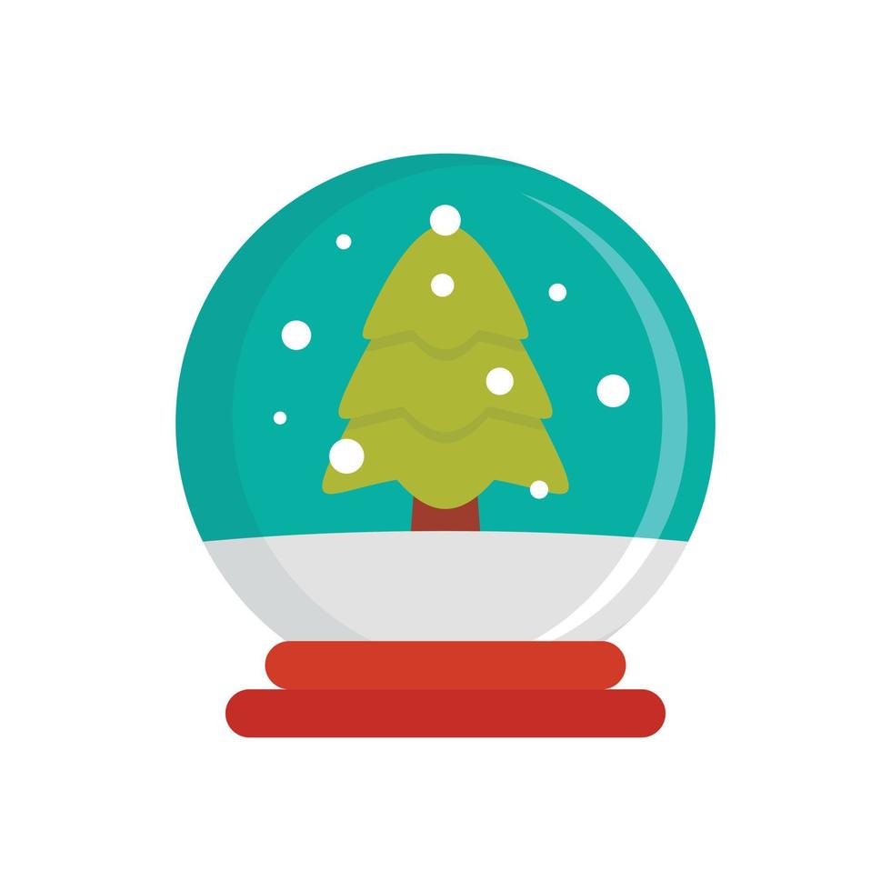 icono de bola de cristal de árbol de nieve, estilo plano vector