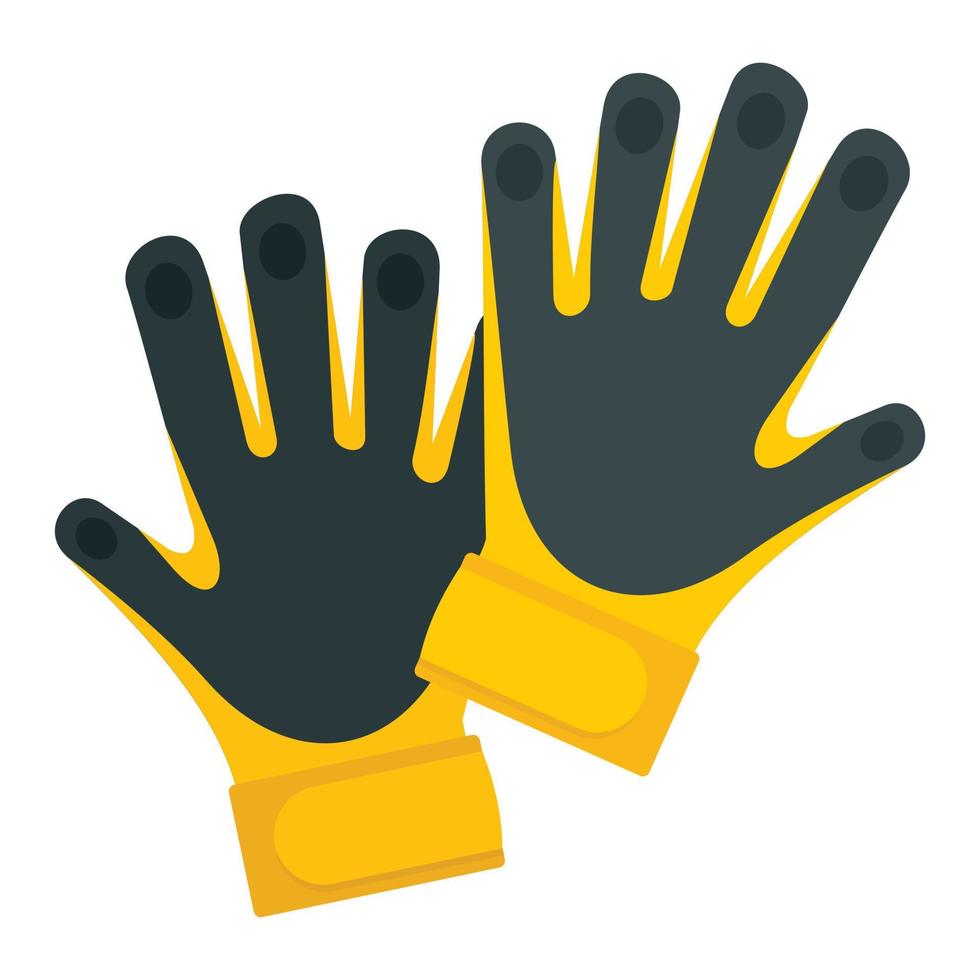 icono de guantes de portero, estilo plano vector