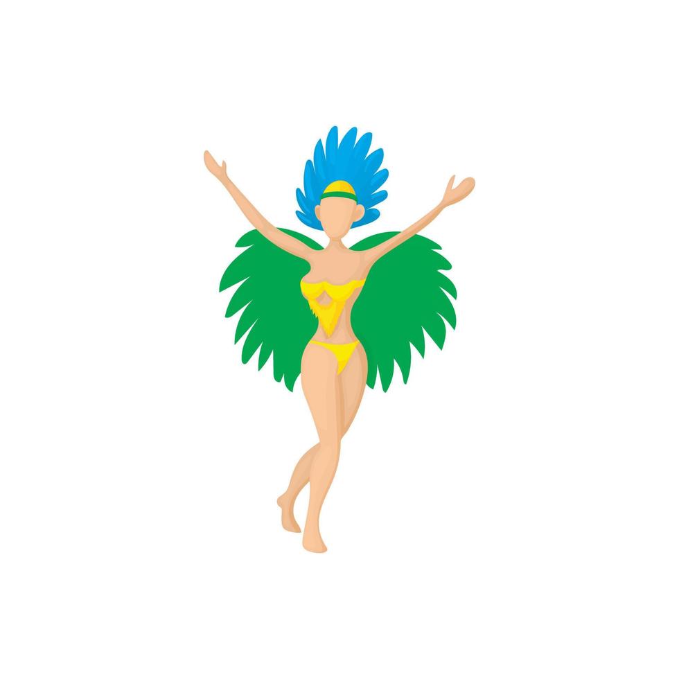 Brazilian girl in carnival icon, cartoon style vector