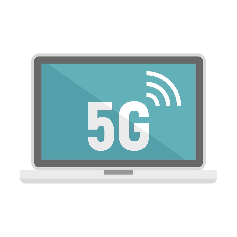 5G laptop icon, flat style vector