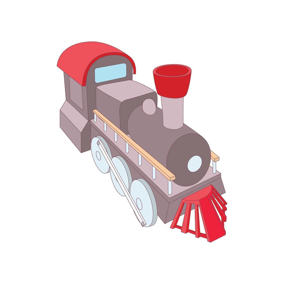 Old steam locomotive icon, cartoon style vector