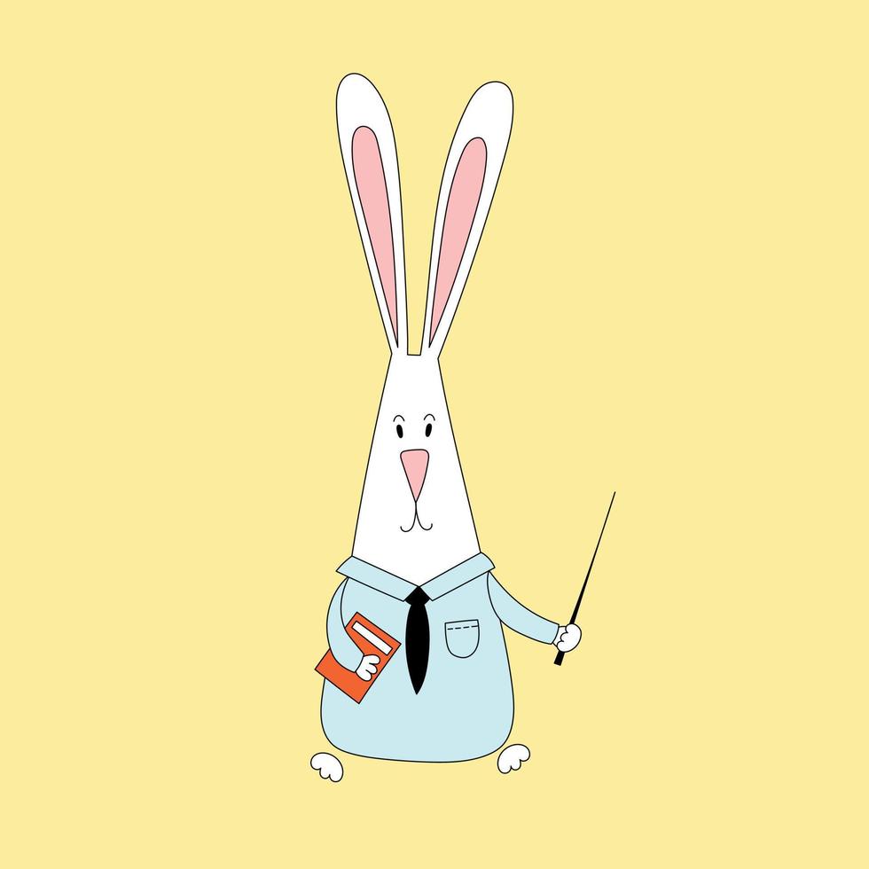 Rabbit symbol of 2023. Teacher vector