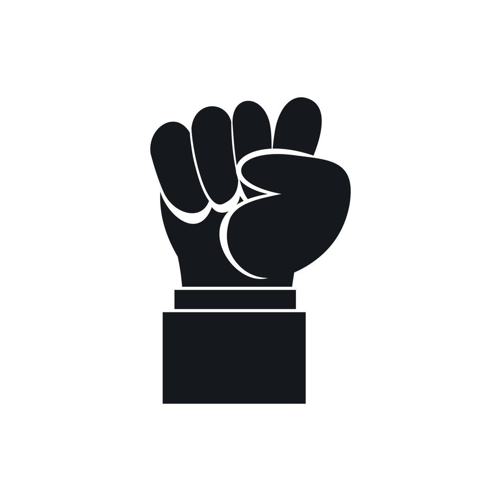 Raised up clenched male fist icon, simple style vector