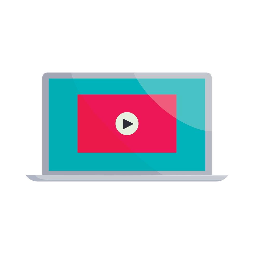 Video movie media player on the laptop icon vector