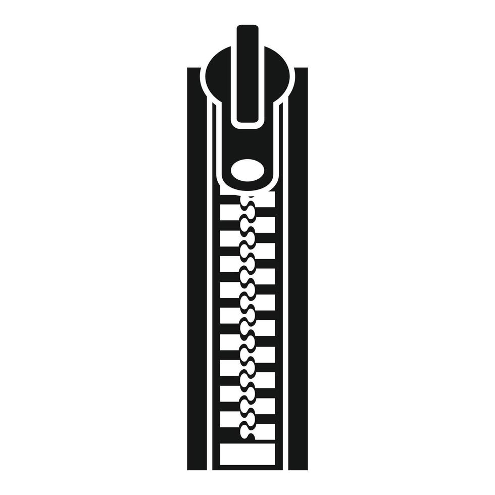 Metal zipper icon, simple style vector